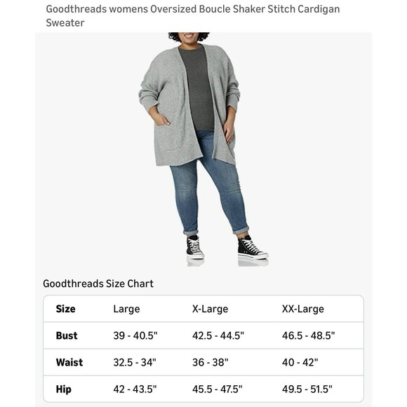 New Goodthreads Womens Cardigan Sweater XXL Gray Oversized Boucle Shaker Stitch - Picture 4 of 11